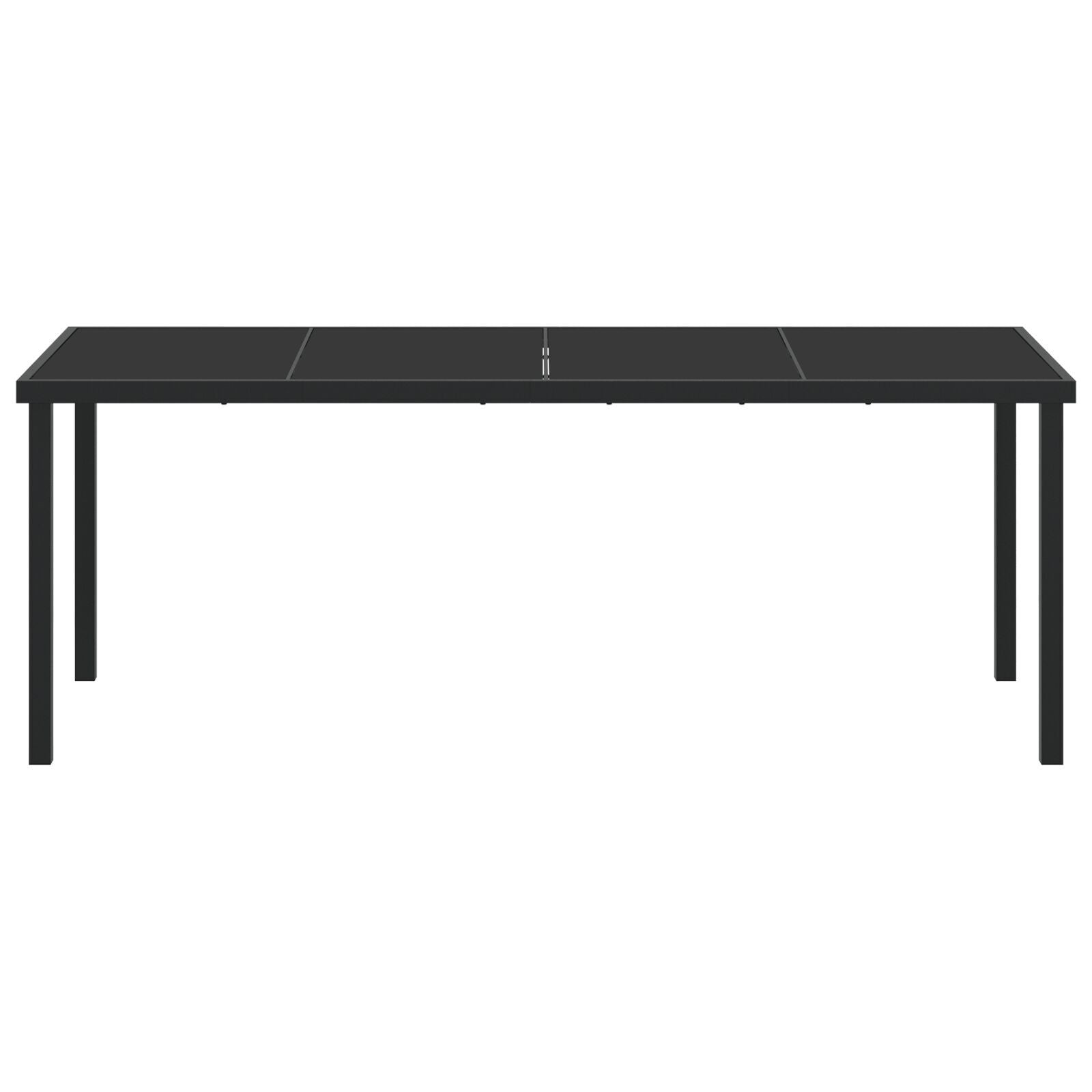 Mesa de Jardim HKH Preta 200x80x73 Cm em Vidro Temperado - Antracite