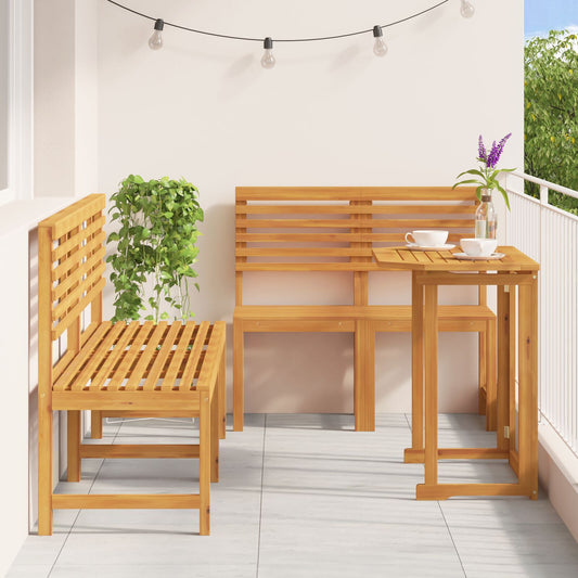 Conjunto de Jantar de Jardim de 5 Peças HKH em Madeira Sólida de Acácia - Castanho