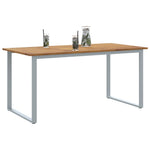 Mesa de Jantar Externa HKH Cinza Aço e Madeira Sólida de Acácia - Cinzento