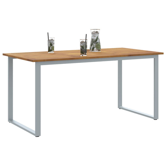 Mesa de Jantar Externa HKH Cinza Aço e Madeira Sólida de Acácia - Cinzento