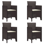 HKH Conjunto de Jantar 5 Peças com Almofadas Rattan Sintético - Castanho