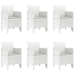 HKH Conjunto de Jantar de 7 Peças com Almofadas Poli Rattan - Branco