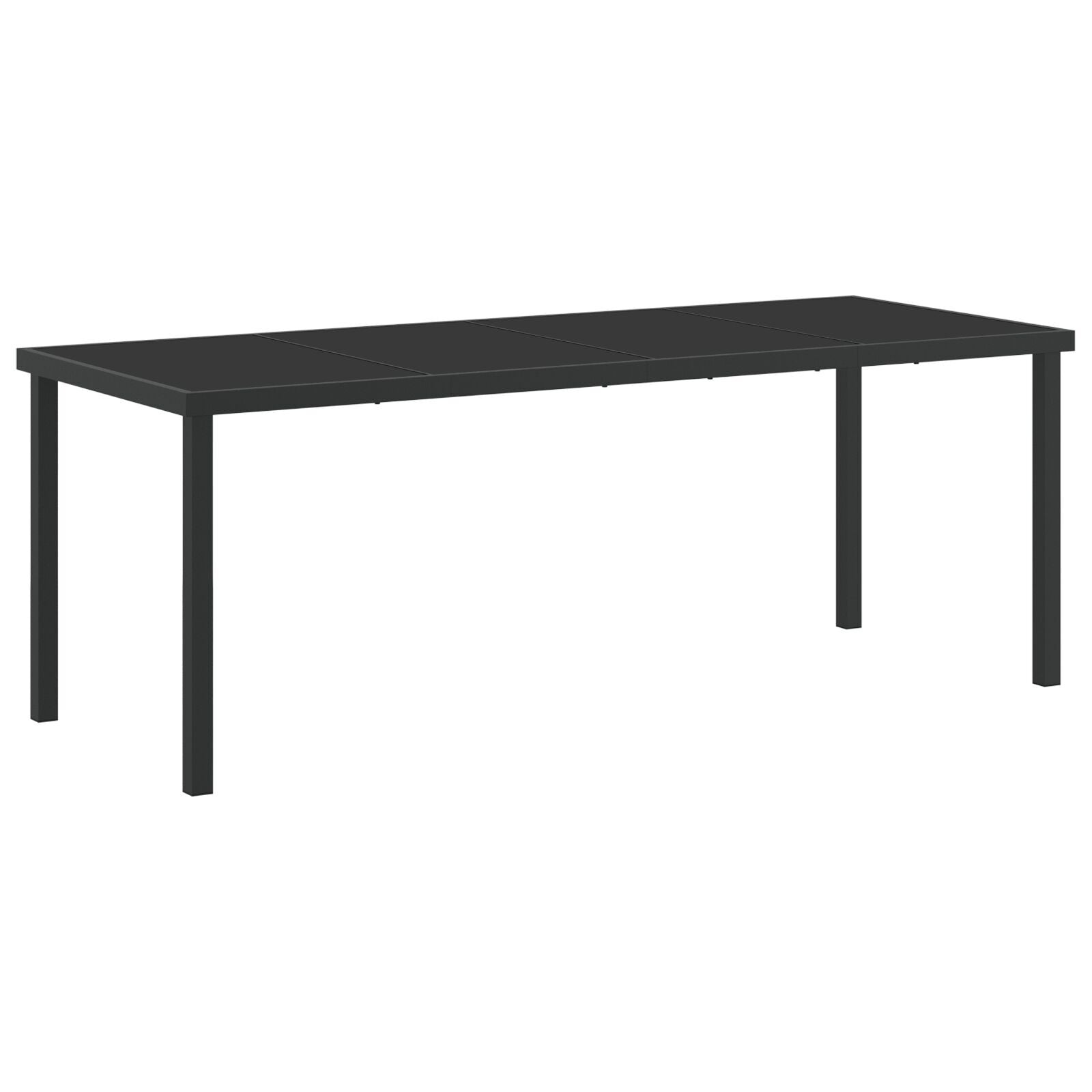 Conjunto de Jantar HKH com 9 Peças e Almofadas Vime Cinza, Mesa de Jardim HKH Preta 200x80x73 Cm Vidro Temperado - Castanho