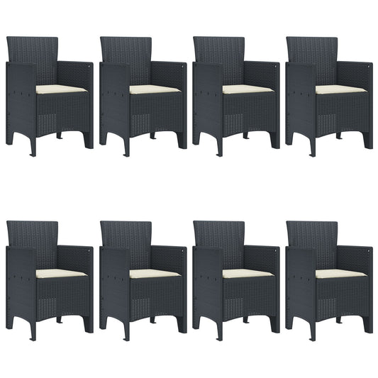 HKH Conjunto de Jantar para Jardim de 9 Peças com Almofadas Rattan Poliéster - Antracite