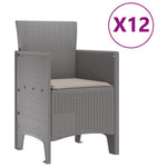 Conjunto de Jantar de Jardim de 13 Peças com Almofadas Cinza Claro Polirattan, Mesa de Jardim Cinza Claro 150x100x73 Cm Polirattan, Cadeiras de Jardim com Almofadas 4 Pcs Cinza Claro Polirattan - Cinzento-claro