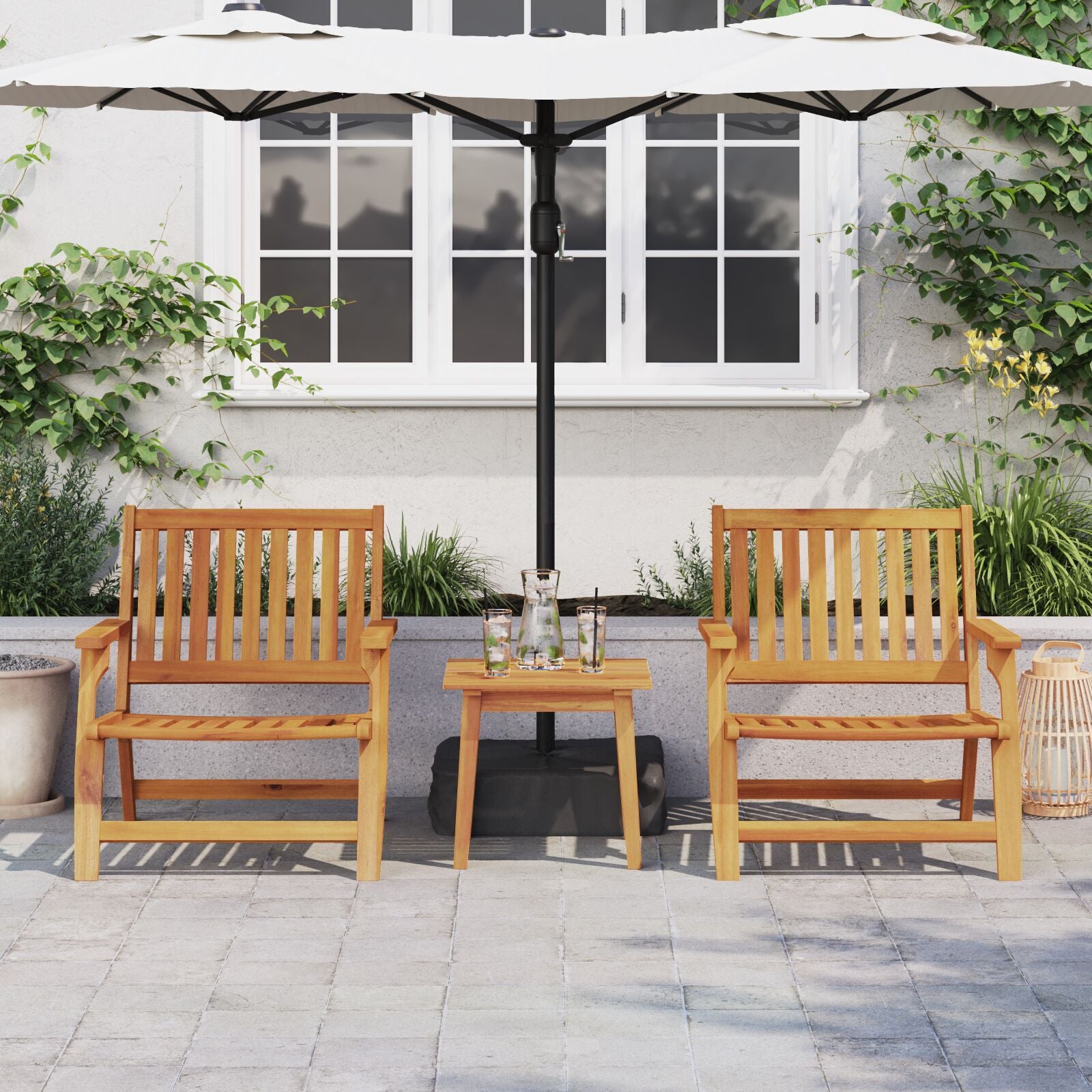 HKH Cadeiras de Jardim 2 Pcs 76x67x73.5 Cm Madeira Maciça de Acácia - Castanho