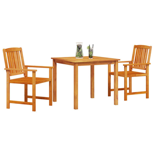 Conjunto de Jantar de Jardim com 3 Peças em Madeira Sólida de Acácia - Castanho