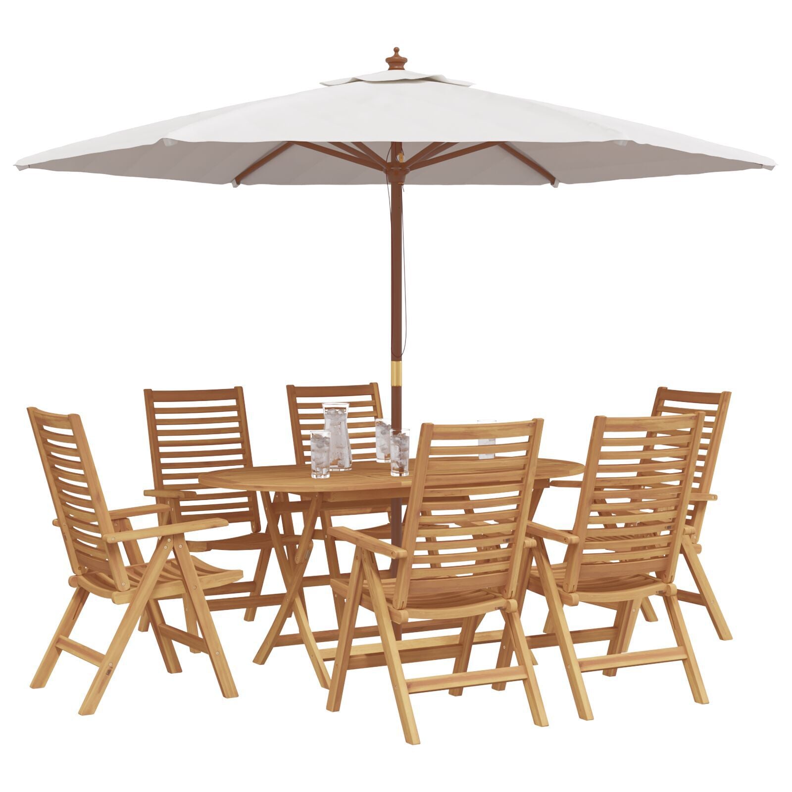 HKH 8 Pcs Conjunto Lounge de Jardim C/ Almofadões Pvc - Preto