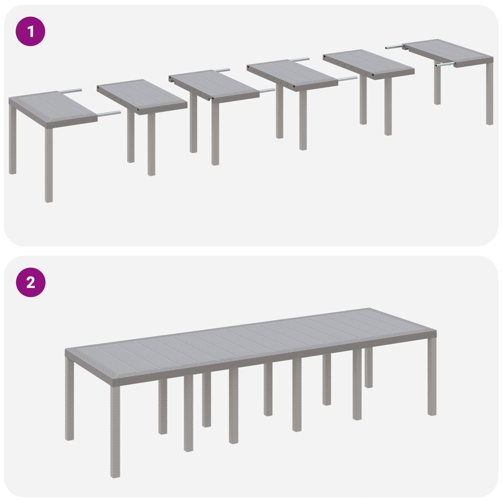 HKH Juego de Comedor de Jardín de 11 Piezas con Cojines de Ratán Sintético con Mesa 150x100x73 Cm + 2 Sillones con Cojines + 4 Sillas con Cojines - Gris Claro