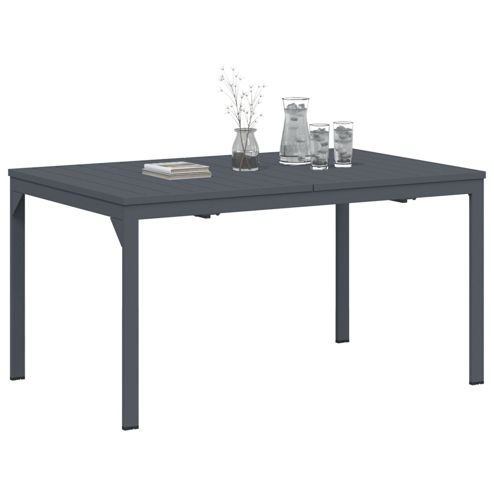 Mesas de Extensão HKH 2 Pcs Antracite 210x90x73 Cm Aço, Mesa de Jardim Extensível HKH Antracite (140-210)x90x73 Cm Aço - Cinzento