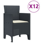 HKH Conjunto de Jantar para Jardim com 13 Peças e Almofadas em Polirattan , Mesa de Jardim HKH 150x100x73 Cm Polirattan, Cadeiras de Jardim HKH com Almofadas 4 Pcs Polirattan - Antracite