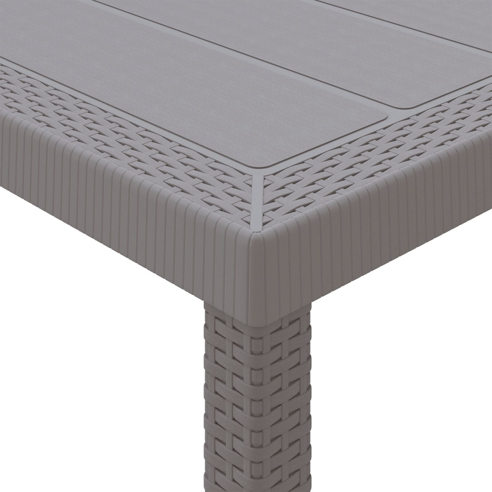 HKH Juego de Comedor de Jardín de 11 Piezas con Cojines de Ratán Sintético con Mesa 150x100x73 Cm + 2 Sillones con Cojines + 4 Sillas con Cojines - Gris Claro