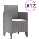 Conjunto de Jantar HKH de 13 Peças com Almofadas Cinza Claro Rattan Poli, Mesa de Jardim HKH Cinza Claro 150x100x73 Cm Rattan Poli, Cadeiras de Jardim HKH com Almofadas 4 Pcs Cinza Claro Rattan Poli - Cinzento-claro
