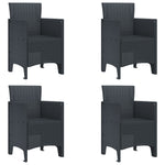 HKH Conjunto de Jantar de Jardim de 5 Peças Anthracite Poli Ratan - Antracite