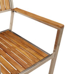 Conjunto de Jantar de Jardim HKH 3 Peças de Madeira Acácia Sólida, Mesa de Jantar Externa HKH 90x90x74.5 Cm Madeira Acácia Sólida, Cadeiras de Jardim Empilháveis HKH 2 Pcs Madeira Acácia Sólida e Metal - Castanho