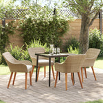 HKH Conjunto de Jantar de Jardim de 5 Peças Beige em Rattan Poliéster - Bege
