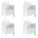 HKH Conjunto de Jantar de 5 Peças com Almofadas Vime Sintético - Branco