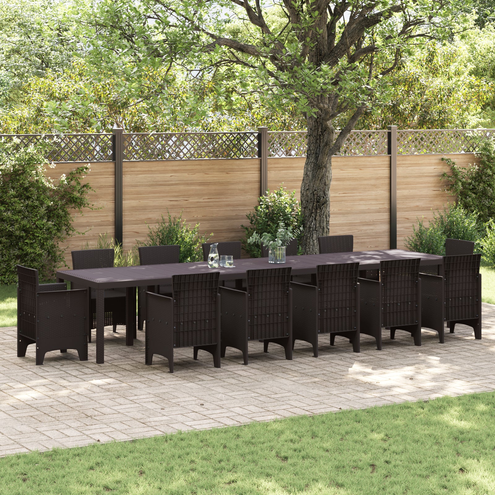 Mesa de Jardim HKH Castanha 400x100x73 Cm Poly Rattan, Mesa de Jardim HKH Castanha 250x100x73 Cm Poly Rattan, Mesa de Jardim HKH Castanha 150x100x73 Cm Poly Rattan - Castanho