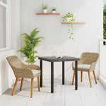 HKH Conjunto de Jantar para Jardim 3 Peças em Rattan Poliéster - Bege