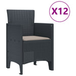 Conjunto de Jantar HKH de 13 Peças com Almofadas Vime Polimérico, Mesa de Jardim HKH 150x100x73 Cm Vime Polimérico, Cadeiras de Jardim HKH com Almofadas 4 Pcs Vime Polimérico - Antracite