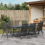 Conjunto de Móveis de Corredor HKH de 9 Peças em Aço Antracite, Mesa de Jardim Extensível HKH Antracite (140-210)x90x73 Cm em Aço - Preto