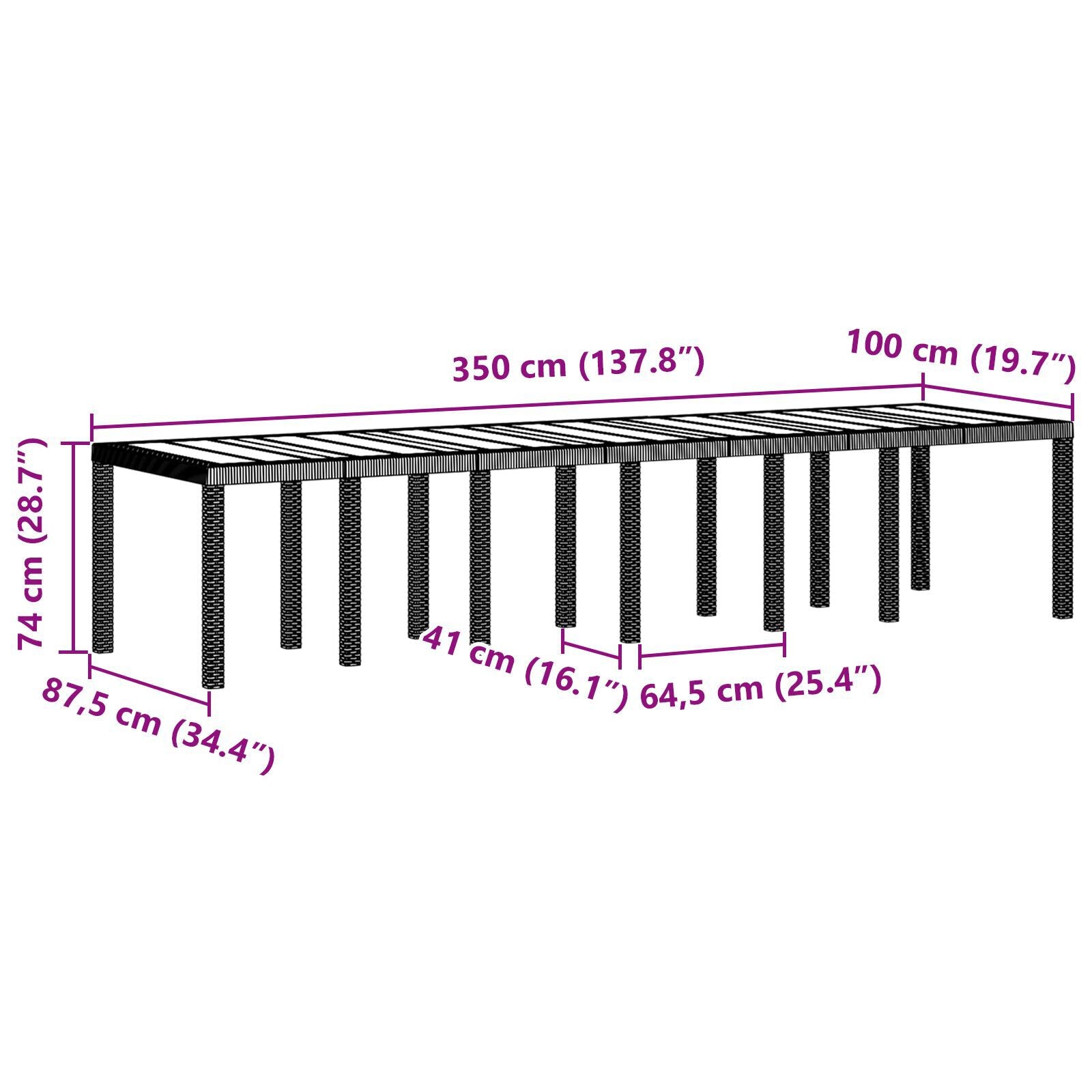 HKH Juego de Comedor de Jardín de 15 Piezas de Poliratán con Mesa 200x100x73 Cm + Mesa 150x100x73 Cm + 2 Sillas + 4 Sillas - Blanco