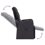 HKH 7 Pcs Conjunto de Bar P/ Jardim C/ Almofadões Vime Pe Cinzento - Cinzeto