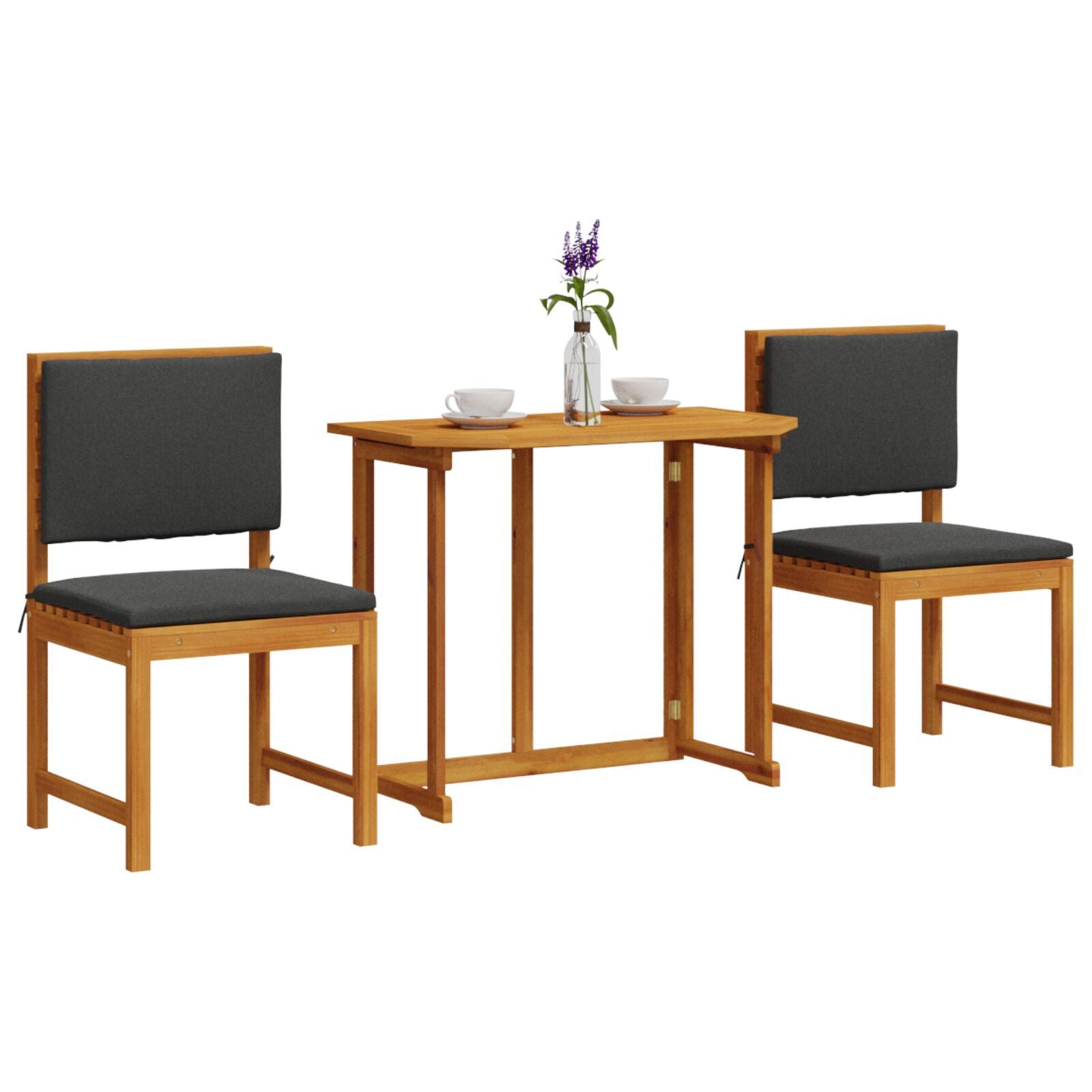 Juego de Comedor de Jardín HKH de 3 Piezas de Madera de Acacia - Marrón