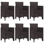 HKH Conjunto de Jantar de Jardim com 7 Peças Poly Rattan - Castanho