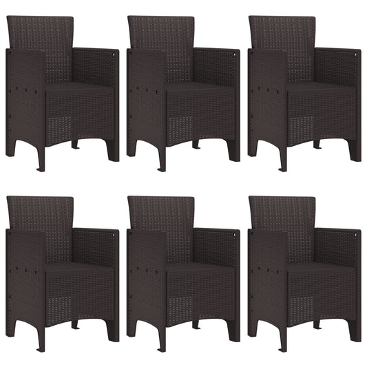 HKH Conjunto de Jantar de Jardim com 7 Peças Poly Rattan - Castanho