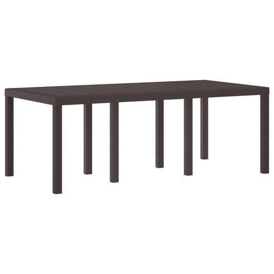 Mesa de jardín HKH marrón de 200x100x73 cm de ratán sintético - Marrón