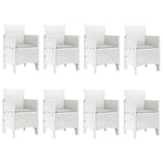 HKH Conjunto de Jantar de Jardim com 9 Peças e Almofadas em Rattan Sintético Cinza Claro - Branco