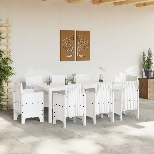HKH Conjunto de Jantar para Jardim de 9 Peças Polyrattan - Branco