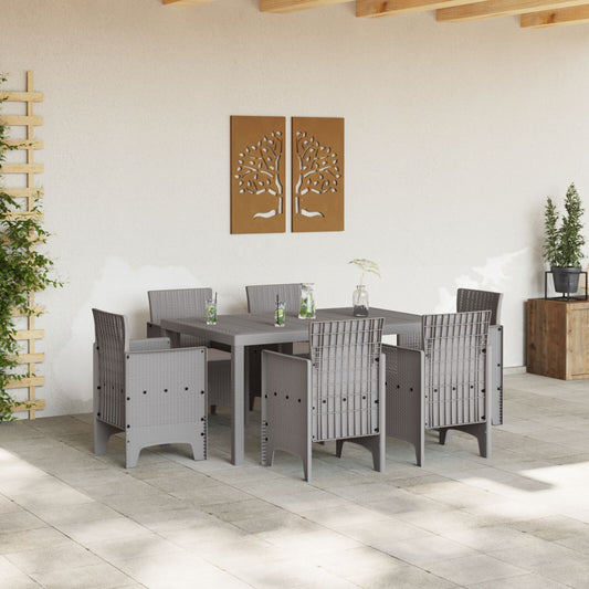 HKH Conjunto de Jantar de 7 Peças com Almofadas Cinza Claro de Polyrattan - Cinzento