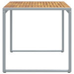 Mesa de Jantar Ao Ar Livre HKH Cinza 140x80x75 Cm Aço e Madeira Sólida de Acácia - Cinzento