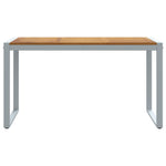 Mesa de Jantar Ao Ar Livre HKH Cinza 140x80x75 Cm Aço e Madeira Sólida de Acácia - Cinzento