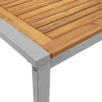Mesa de Jantar Ao Ar Livre HKH Cinza 140x80x75 Cm Aço e Madeira Sólida de Acácia - Cinzento