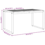 Mesa de Jantar Ao Ar Livre HKH Cinza 140x80x75 Cm Aço e Madeira Sólida de Acácia - Cinzento