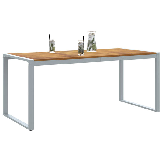 Mesa de Jantar Externa HKH Cinza Aço e Madeira Sólida Acácia - Cinzento