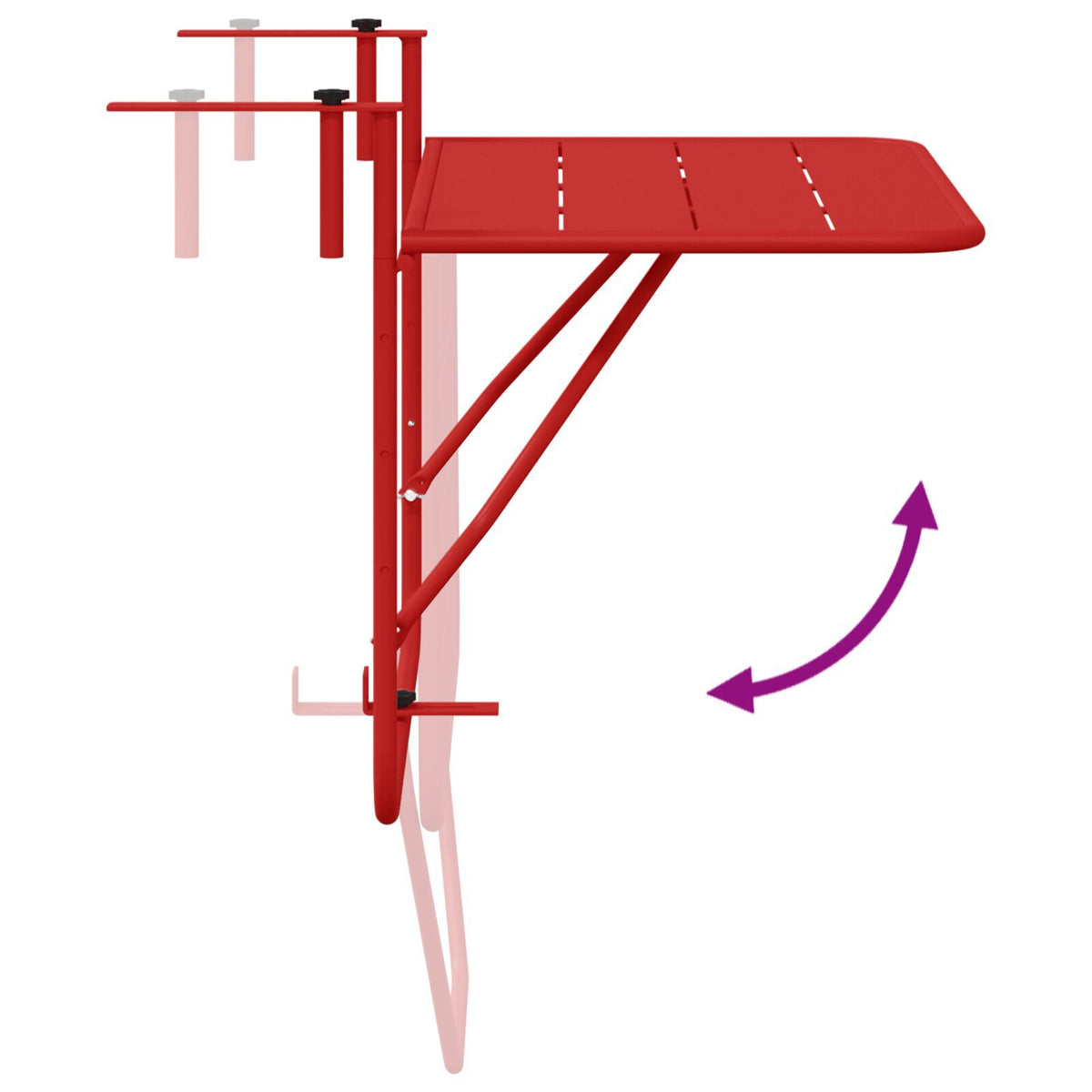Mesa de Balcão Suspensa HKH Dobrável Vermelha Aço - Vermelho