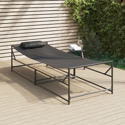 HKH Espreguiçadeira De Jardim - Antracite - - Aço & Textilene - Preto