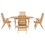 Conjunto de Jantar para Jardim HKH com 5 Peças Dobrável de Madeira Maciça de Teca, Cadeiras de Jardim HKH 2 Pcs de Madeira Maciça de Teca - Castanho