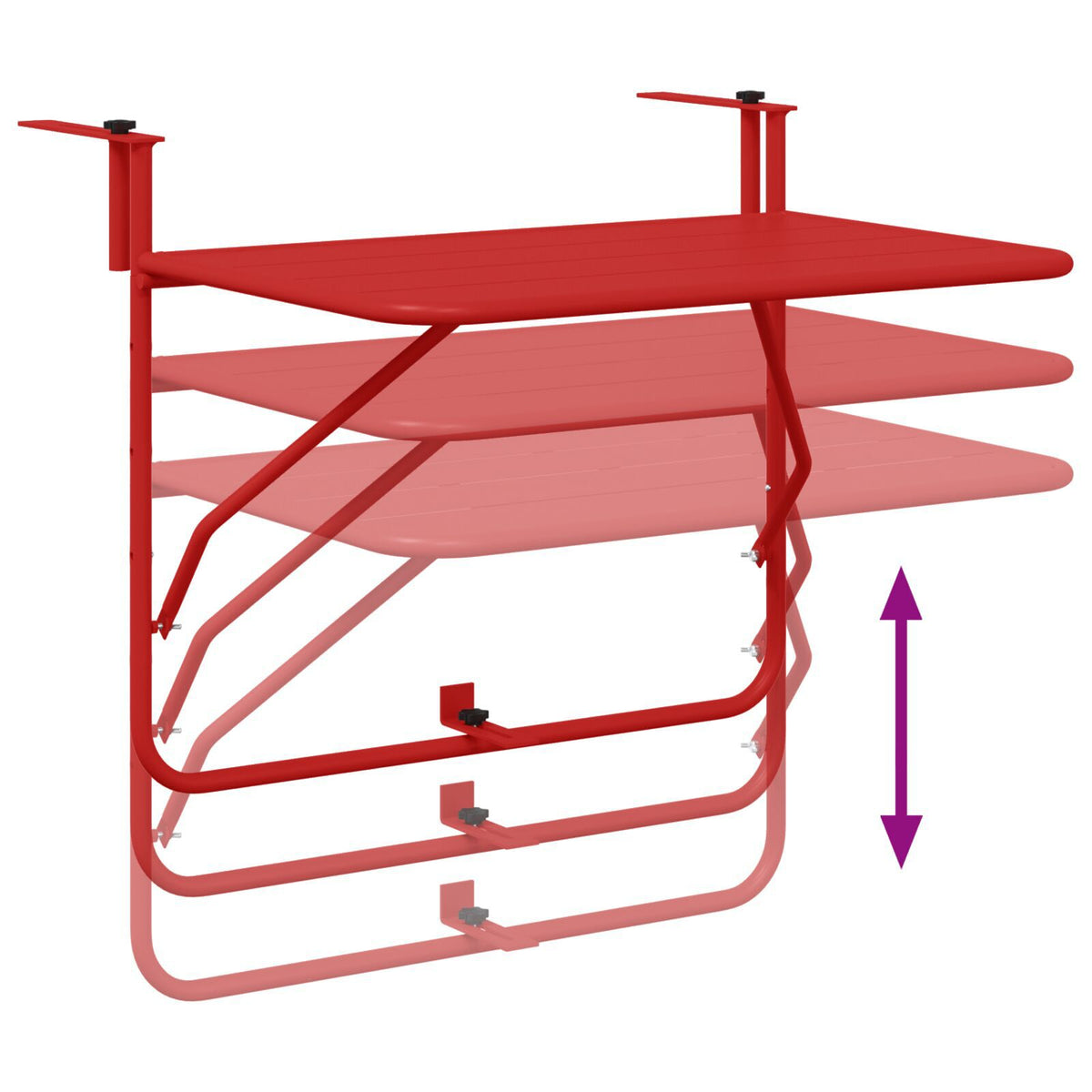 Mesa de Balcão Suspensa HKH Dobrável Vermelha Aço - Vermelho