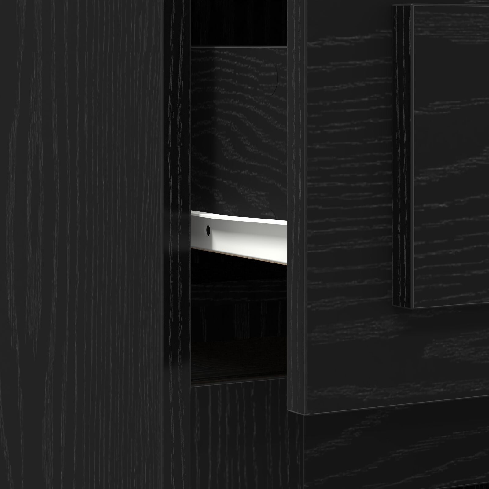 HKH Escritorio con almacenaje Roble Negro Madera de Ingeniería
