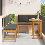 Conjunto de Jantar para o Jardim de 5 Peças com Almofadas em Madeira Sólida de Acácia - Castanho