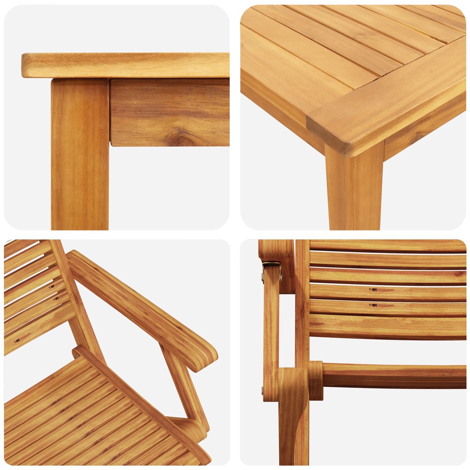 Conjunto de Jantar para o Jardim com 5 Peças - Madeira Sólida de Acácia - Castanho