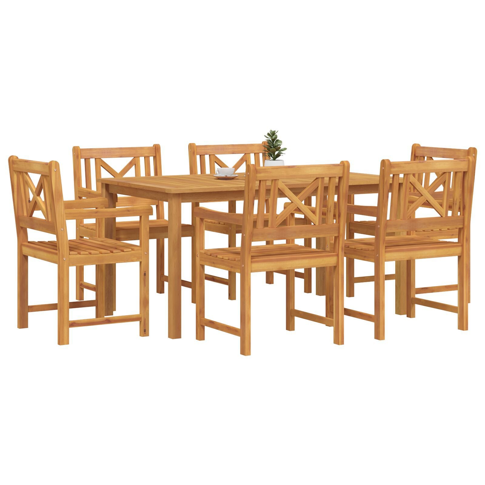HKH Conjunto de Jantar para Jardim de 7 Peças Madeira Sólida de Acácia - Castanho