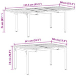 Conjunto de Jantar para Jardim HKH de 10 Peças com Almofadas Ráfia Sintética, Mesa de Jardim HKH Extendível Antacita (140-210)x90x73 Cm em Aço - Preto