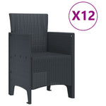 Conjunto de Jantar HKH de 13 Peças em Polirattan, Mesa de Jardim HKH 150x100x73 Cm em Polirattan, Cadeiras de Jardim HKH 4 Pcs em Polirattan - Antracite
