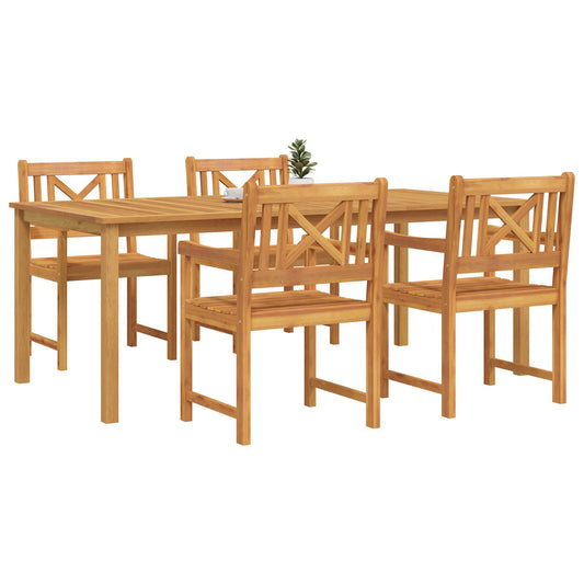 HKH Conjunto de Jantar de Jardim com 5 Peças em Madeira Sólida de Acácia - Castanho